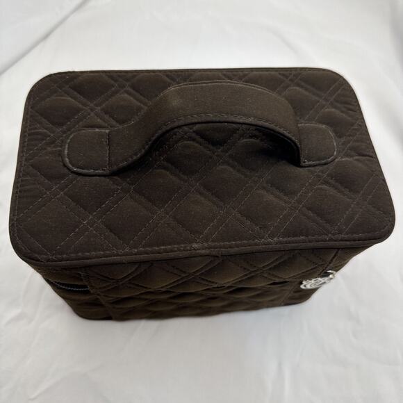 Vera Bradley CHOO CHOO TRAVEL CASE Espresso Color Dark Brown Quilted - Picture 10 of 16